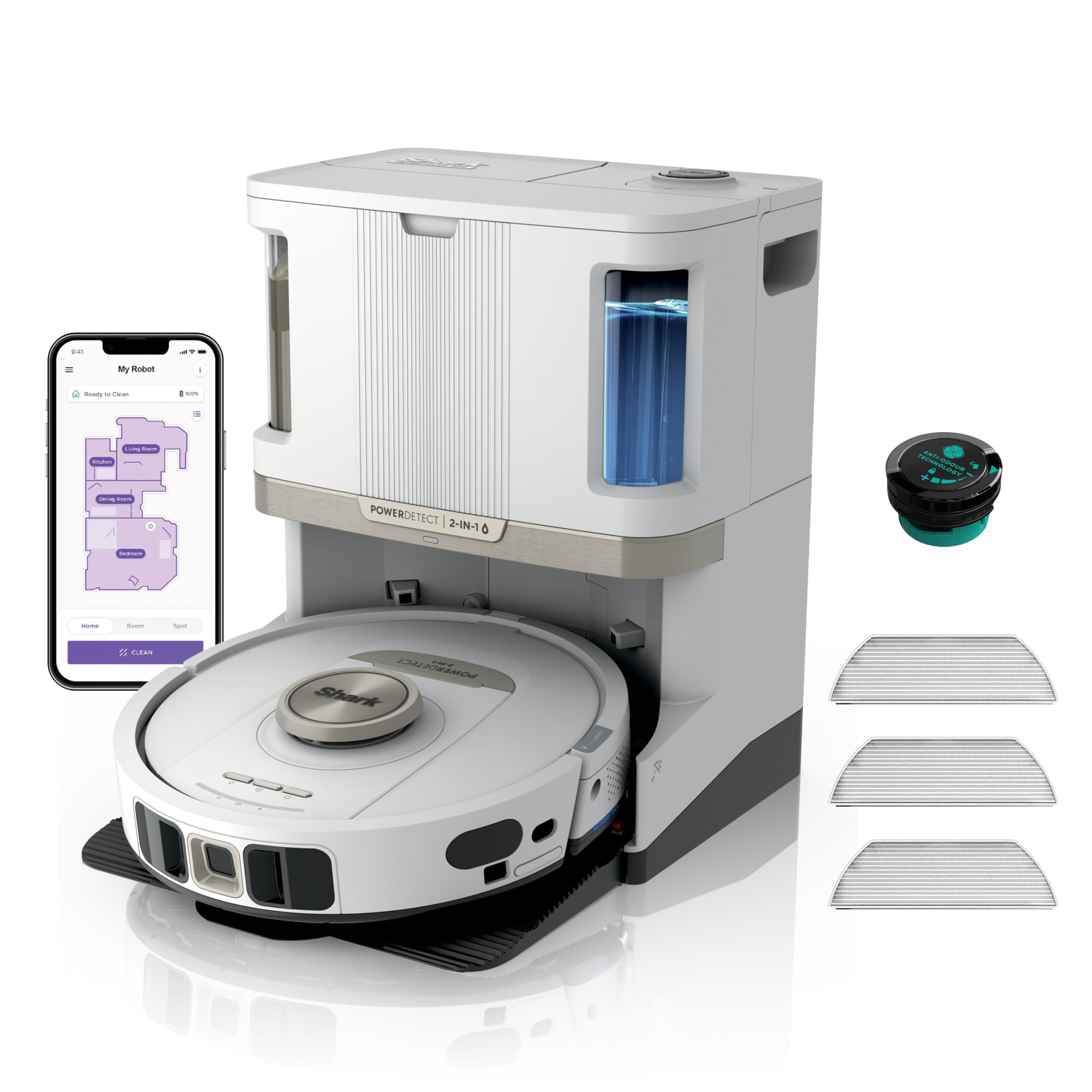 shark-powerdetect-aspirateur-robot-laveur-base-blanc-standard image 1