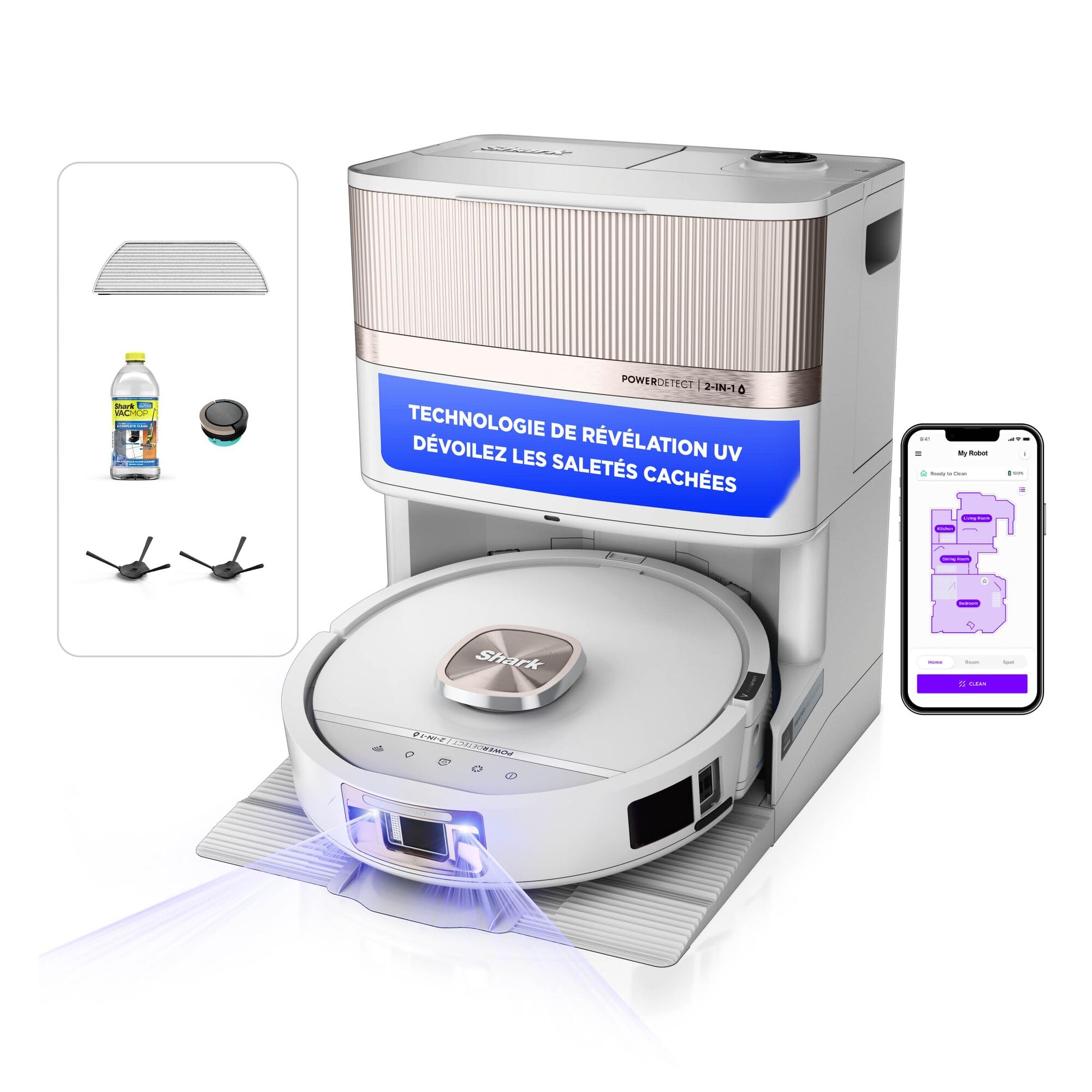 shark-powerdetect-uv-reveal-robot-aspirateur-laveur-blanc-essentiel image 1