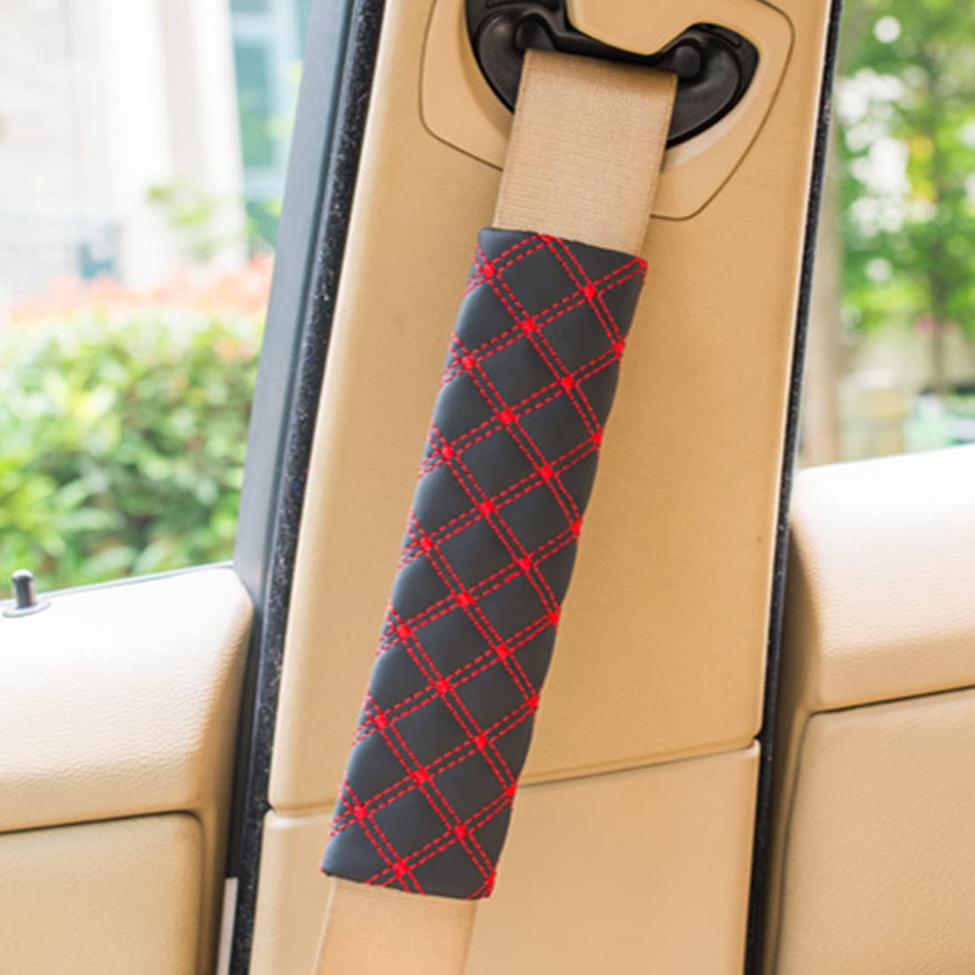 tomedeks-couvre-ceinture-voiture-cuir-coton-noir-rouge-tre-lot-2 image 3