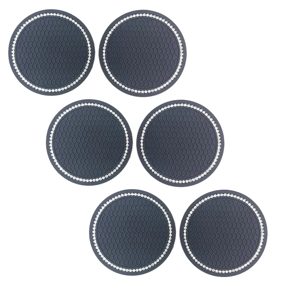 tomedeks-dessous-verre-voiture-strass-noir-6-pi-ces-7-cm image 1