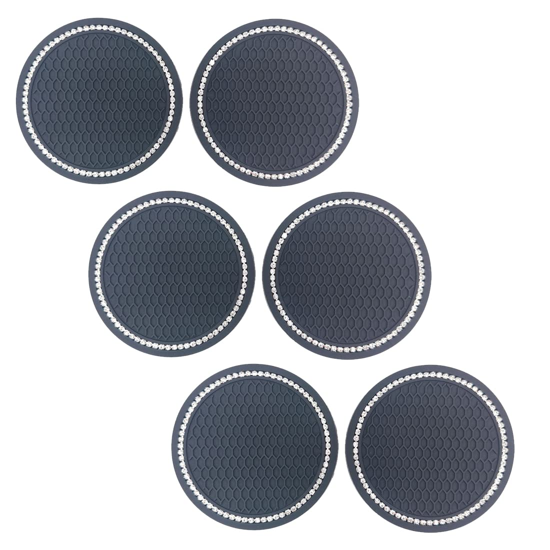 tomedeks-dessous-verre-voiture-strass-noir-6-pi-ces-7-cm image 1