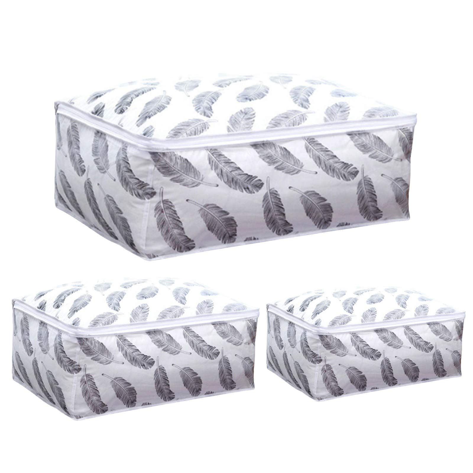 tomedeks-peva-sac-rangement-transparent-feather-lot-3-grande-capacit image 1