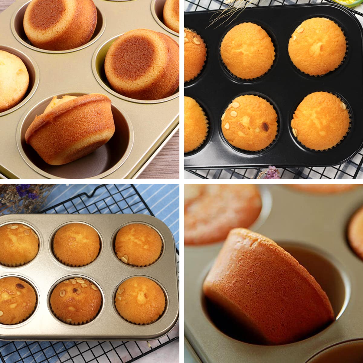 tomedeks-lot-4-mini-moules-muffins-6-cases-or-et-noir image 7
