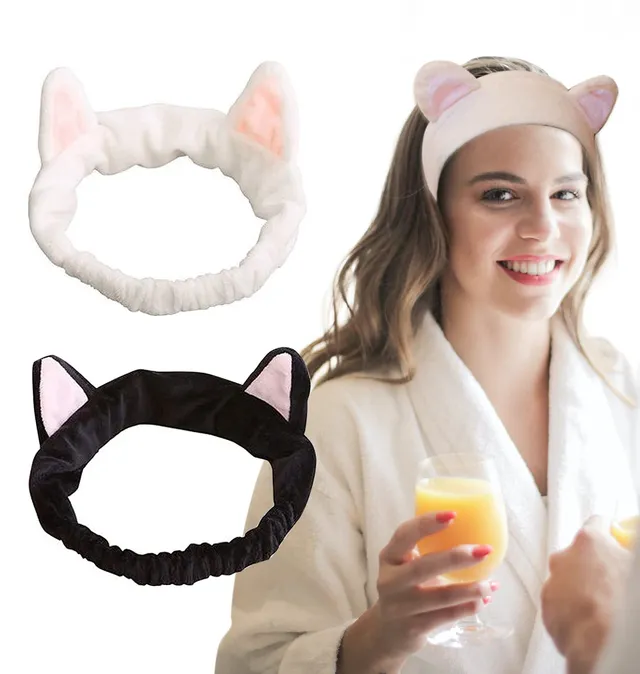 tomedeks-bandeau-maquillage-oreilles-chat-lot-2-noir-blanc image 1