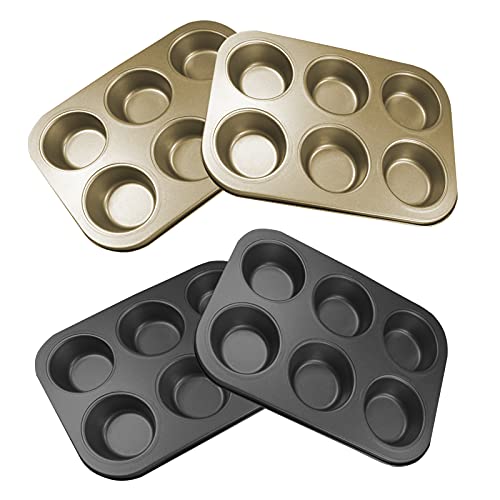 tomedeks-lot-4-mini-moules-muffins-6-cases-or-et-noir image 8