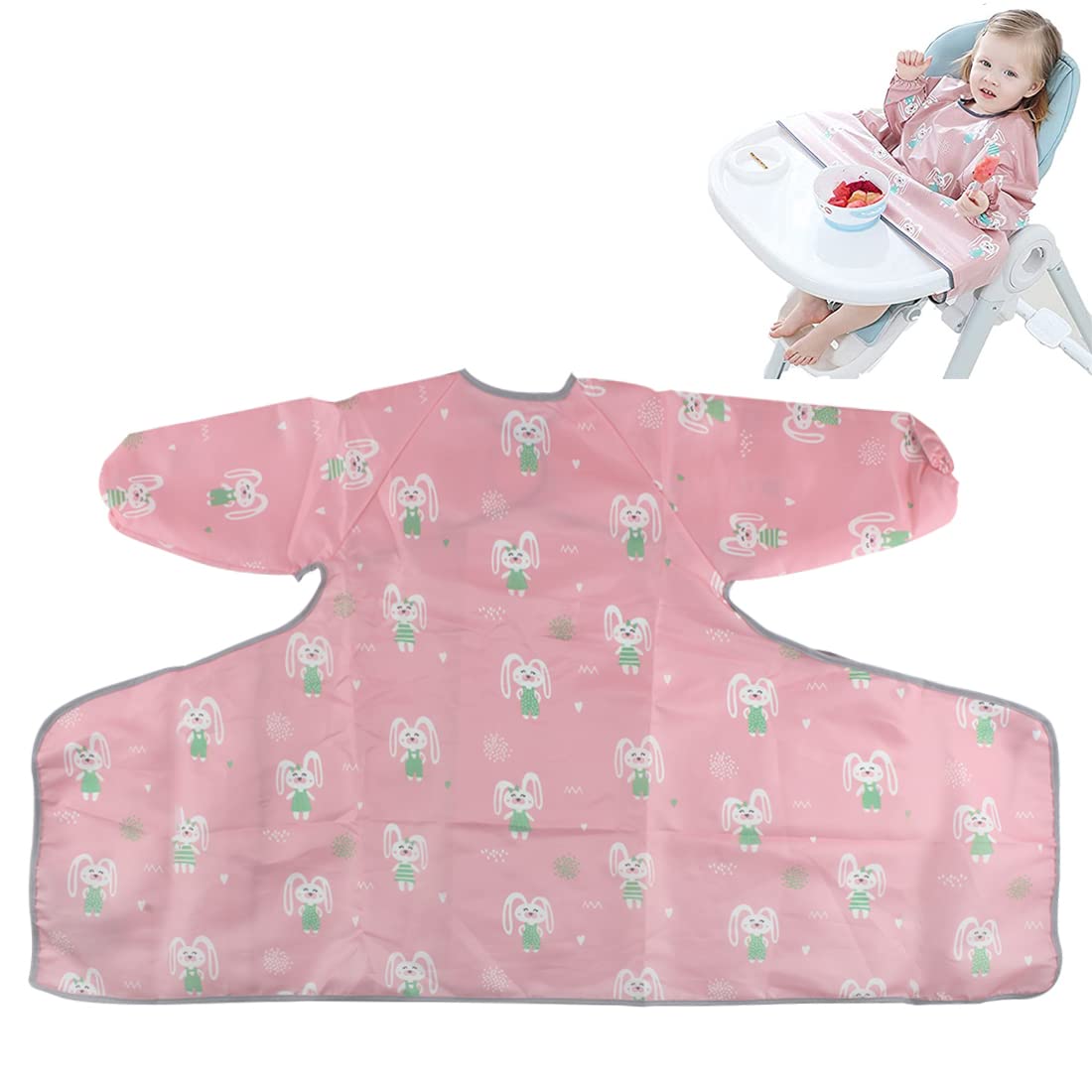tomedeks-bavoir-b-b-manches-longues-lapin-rose image 1