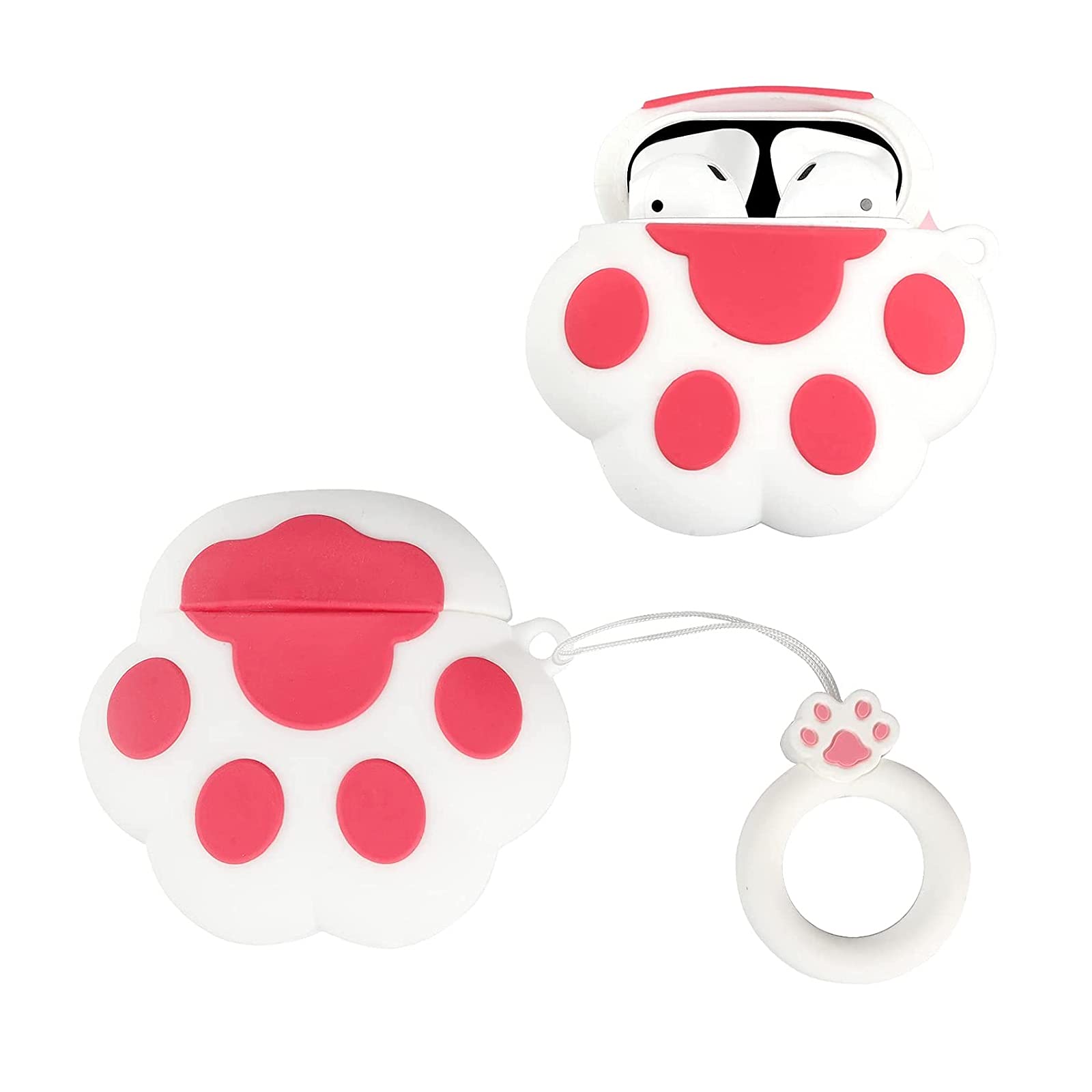 tomedeks-coque-airpods-1-2-silicone-patte-chat-blanche image 1