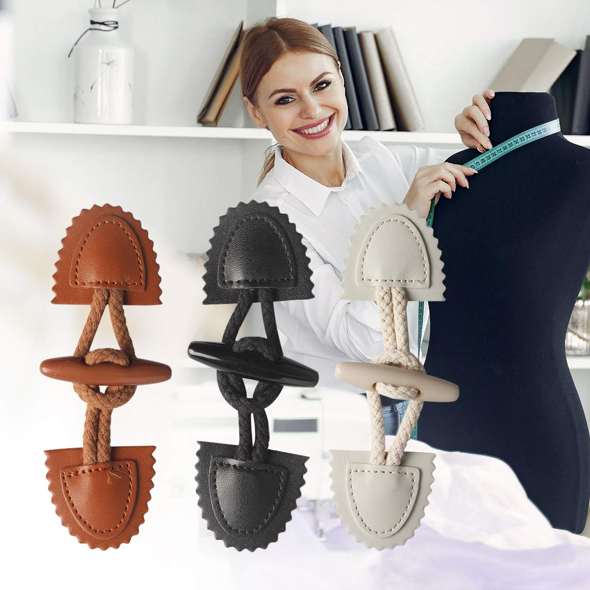 tomedeks-boutons-veste-boutons-coudre-cuir-10-paires-marron image 5