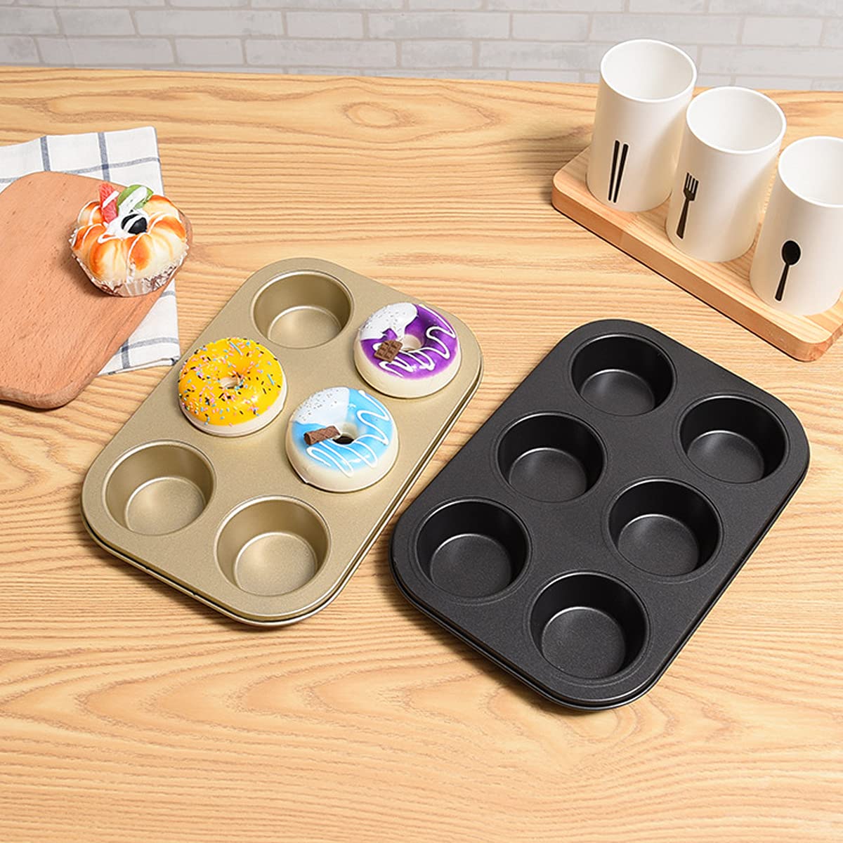 tomedeks-lot-4-mini-moules-muffins-6-cases-or-et-noir image 6