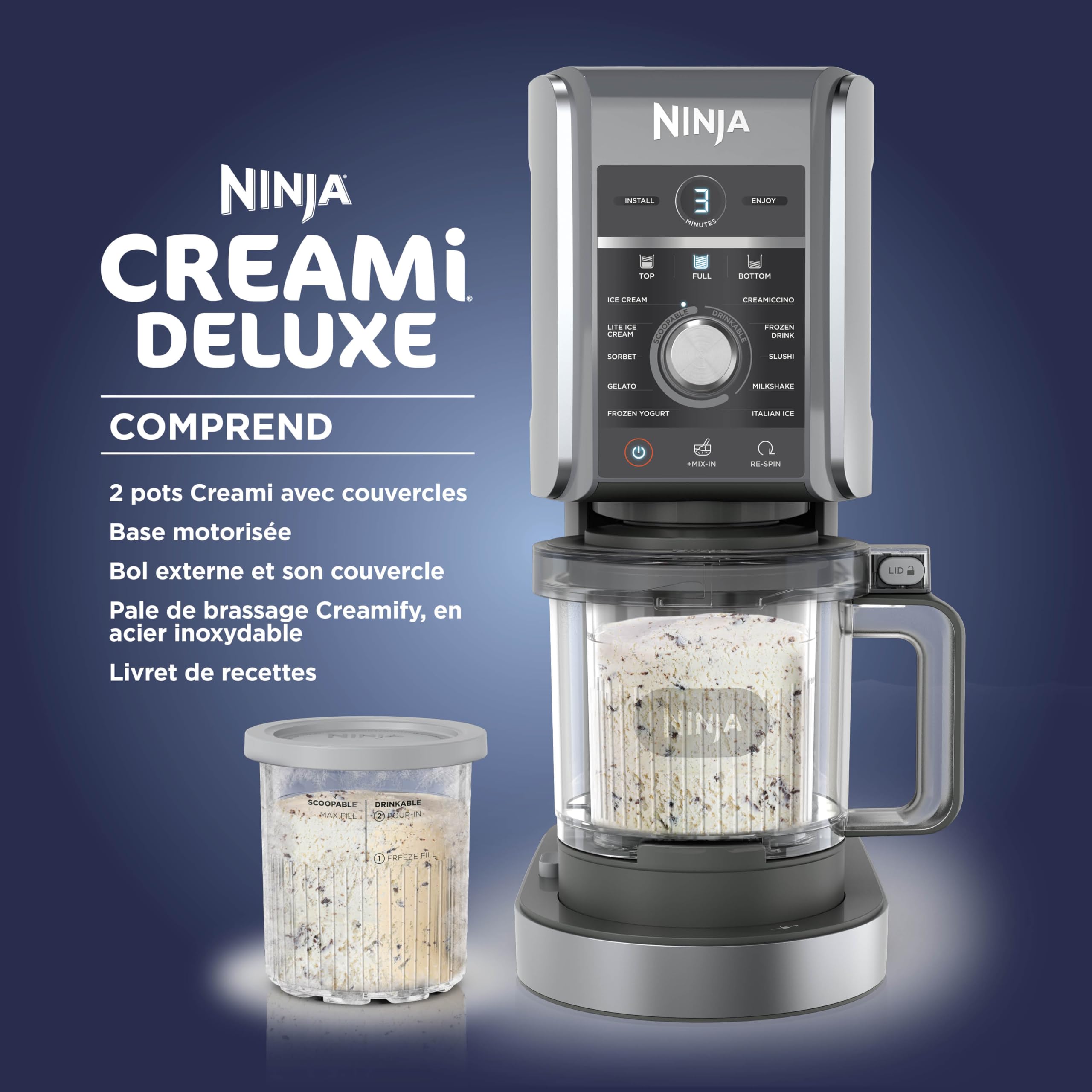 ninja-creami-deluxe-sorbeti-re-gris-2x710ml-10-programmes image 2
