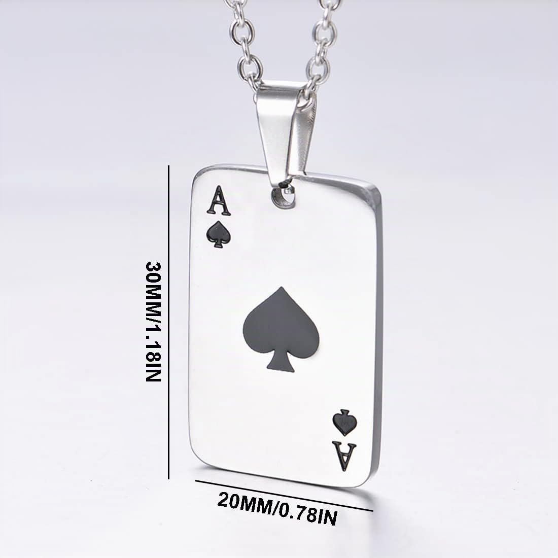tomedeks-as-de-pique-collier-acier-inoxydable-argent-homme image 2