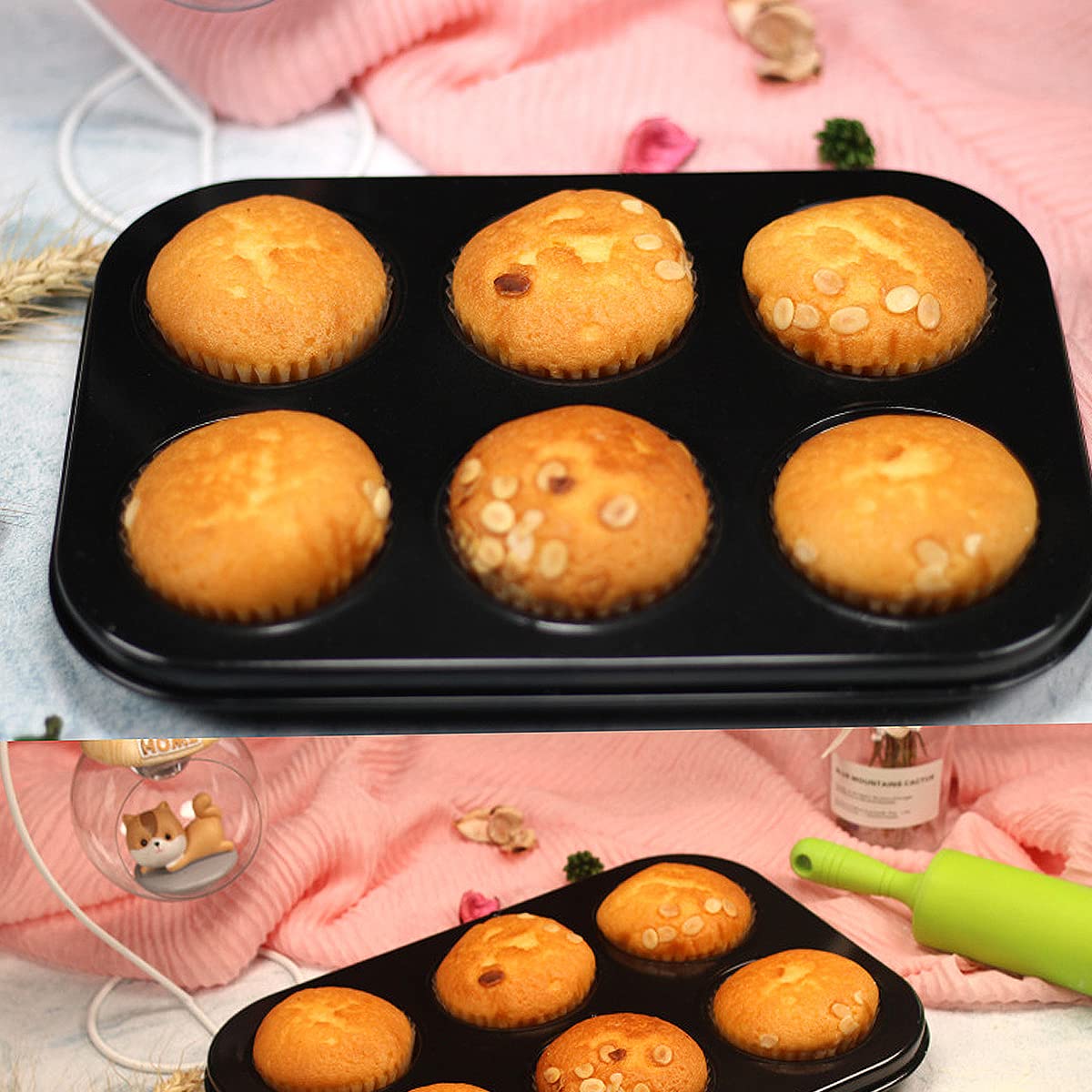 tomedeks-lot-4-mini-moules-muffins-6-cases-or-et-noir image 5