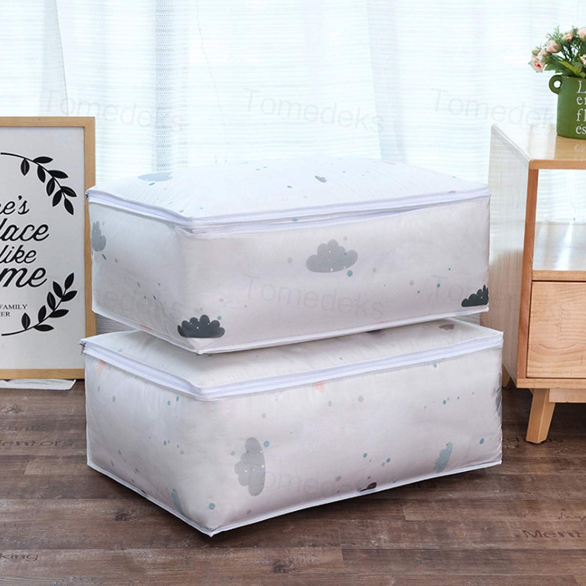 tomedeks-peva-sac-rangement-transparent-feather-lot-3-grande-capacit image 7