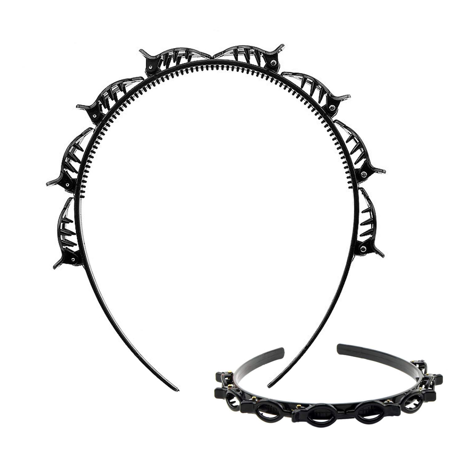 tomedeks-bandeau-cheveux-double-frange-torsad-noir-mariage image 1