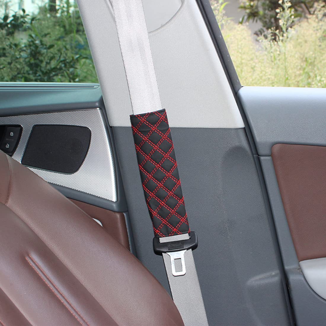 tomedeks-couvre-ceinture-voiture-cuir-coton-noir-rouge-tre-lot-2 image 5