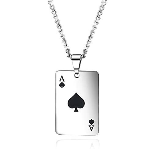 tomedeks-as-de-pique-collier-acier-inoxydable-argent-homme image 7