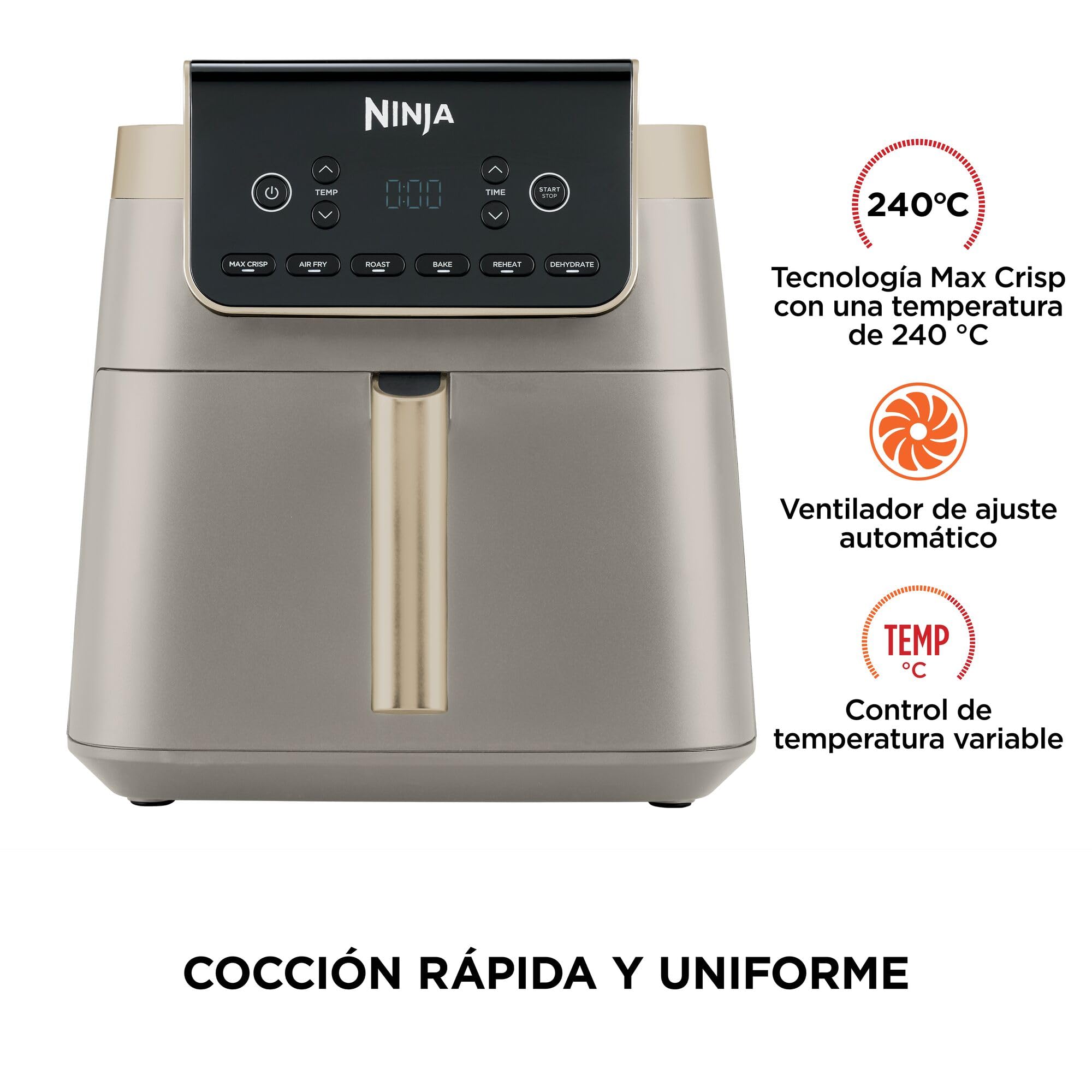 ninja-max-pro-af180eusd-friteuse-sans-huile-6-2-l-stone-or image 3