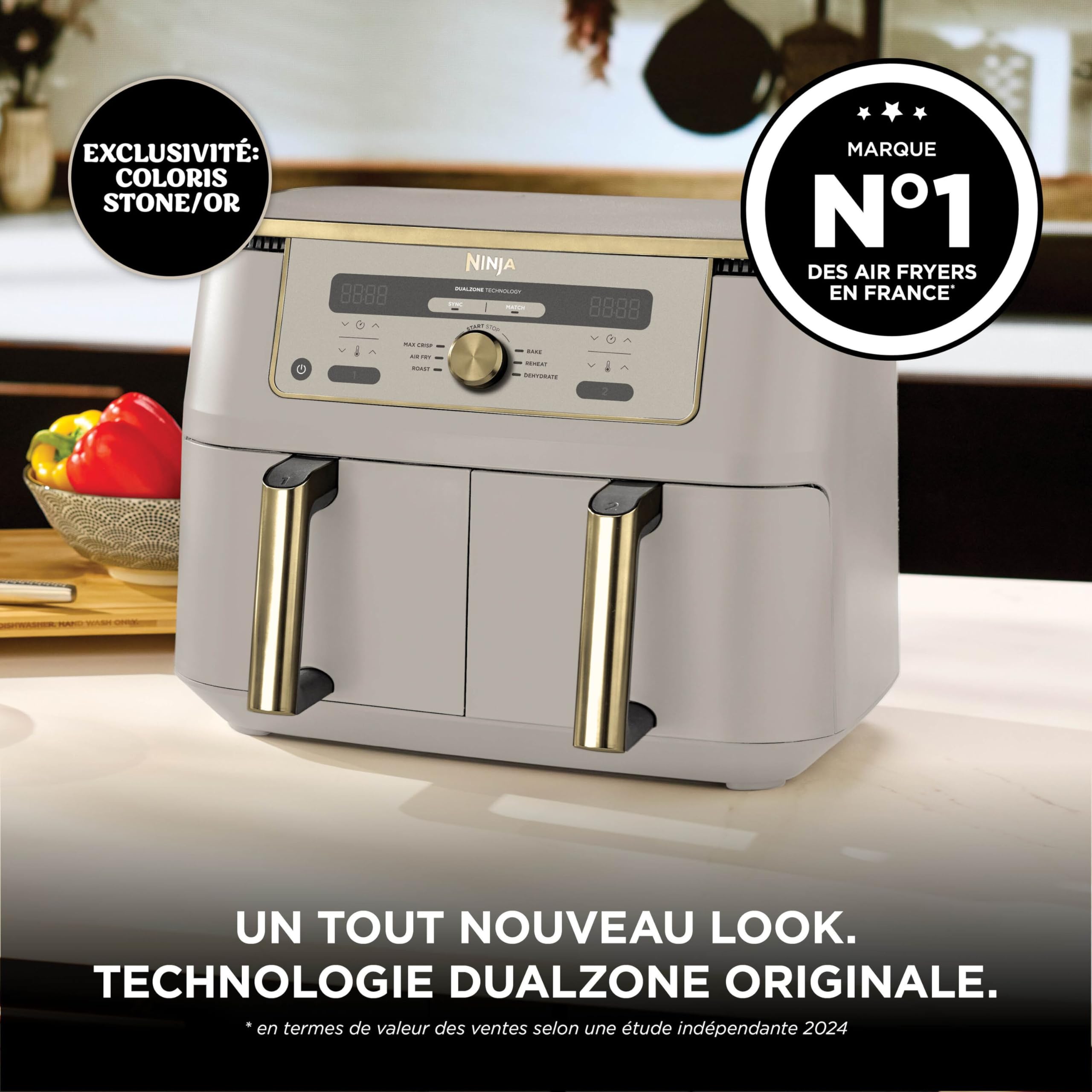 ninja-dual-zone-max-dz400eustgd-friteuse-double-9-5-l-stone image 2