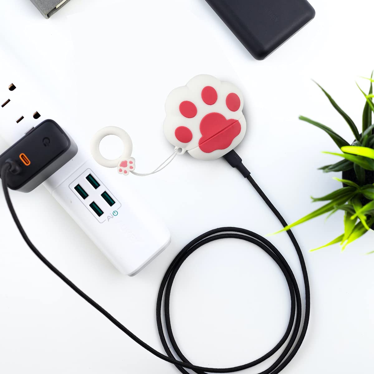 tomedeks-coque-airpods-1-2-silicone-patte-chat-blanche image 7