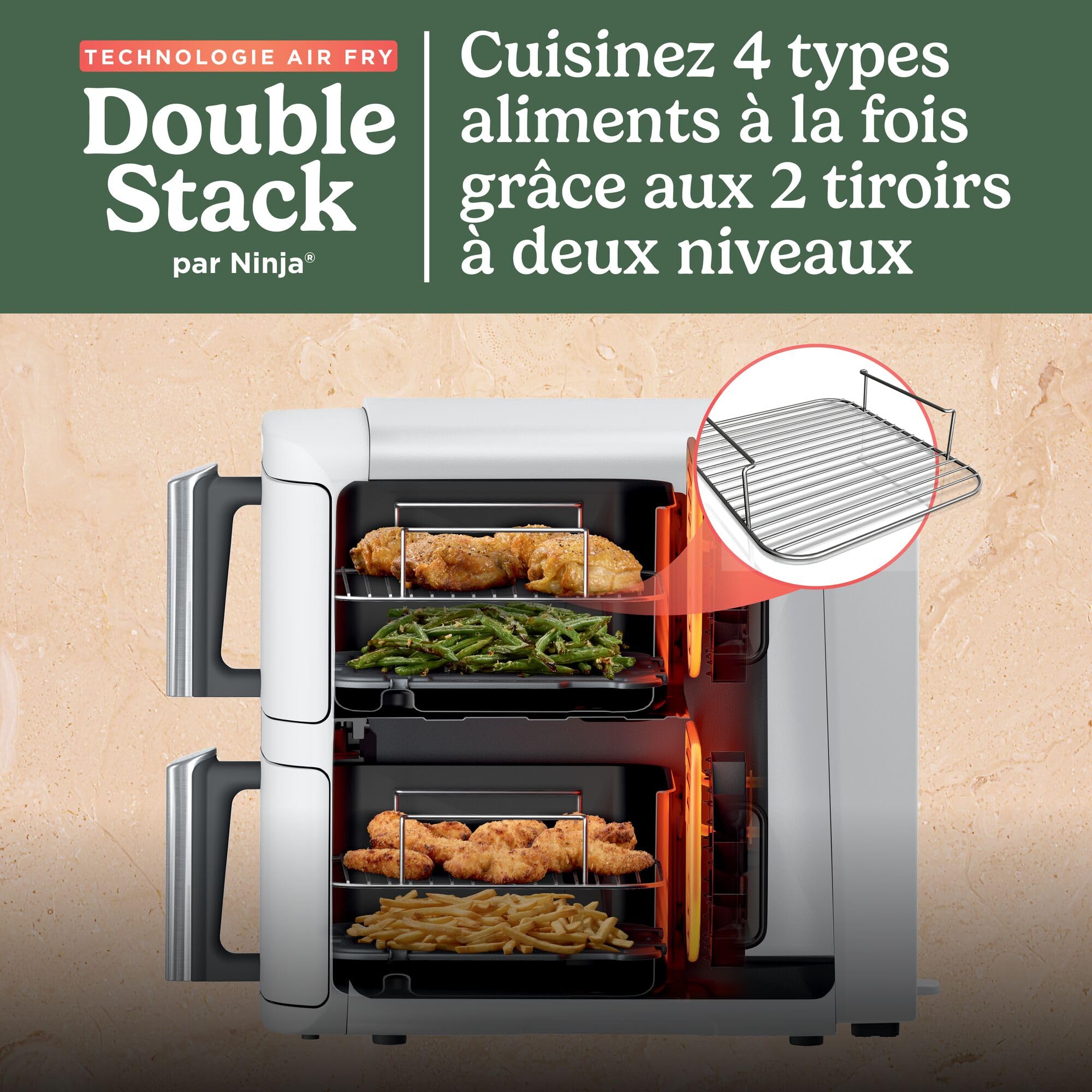 ninja-double-stack-xl-friteuse-sans-huile-9-5l-blanc image 2