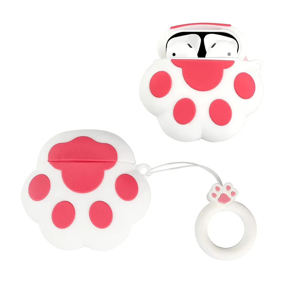 tomedeks-coque-airpods-1-2-silicone-patte-chat-blanche image 1