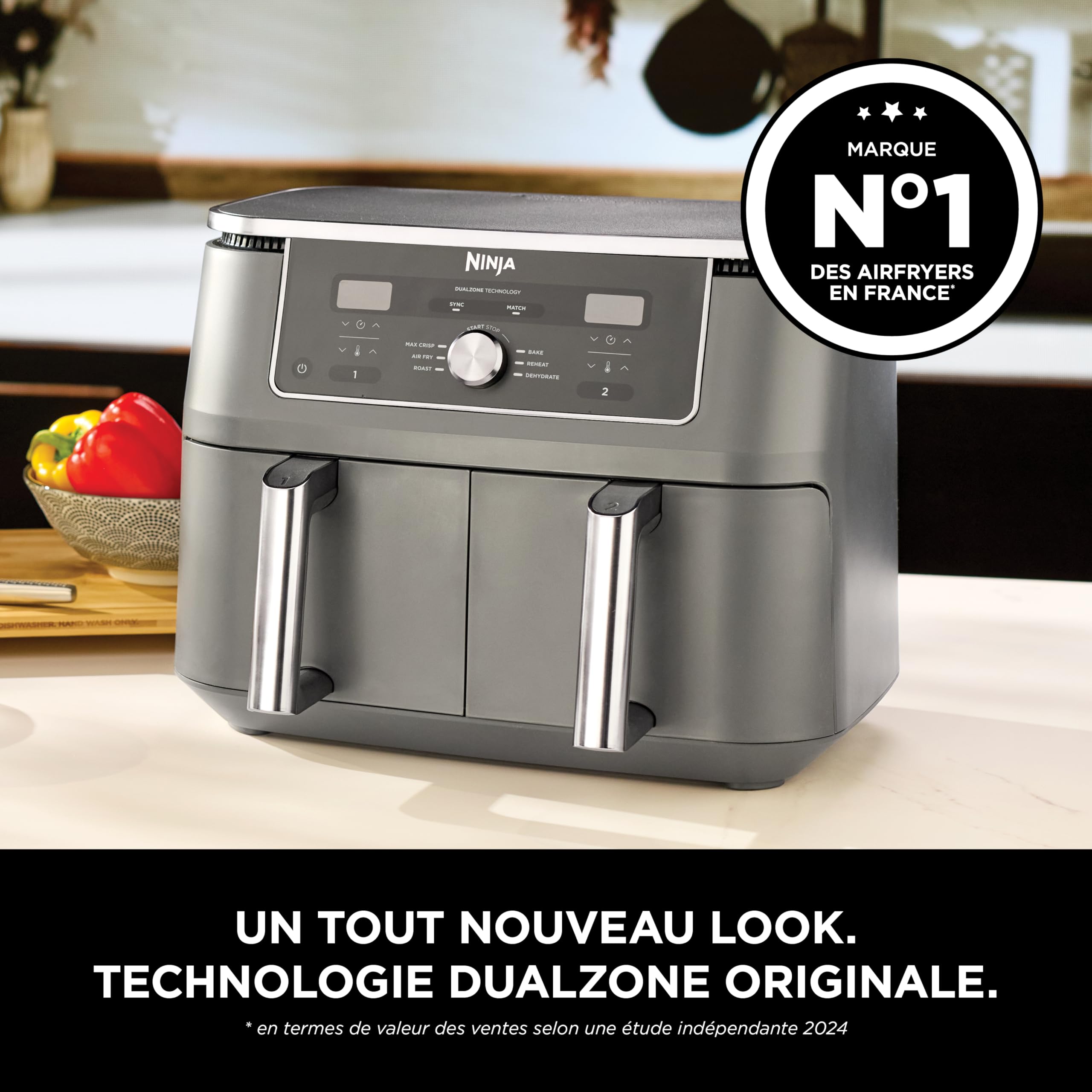 ninja-dual-zone-max-friteuse-sans-huile-gris-m-tal-9-5l image 2