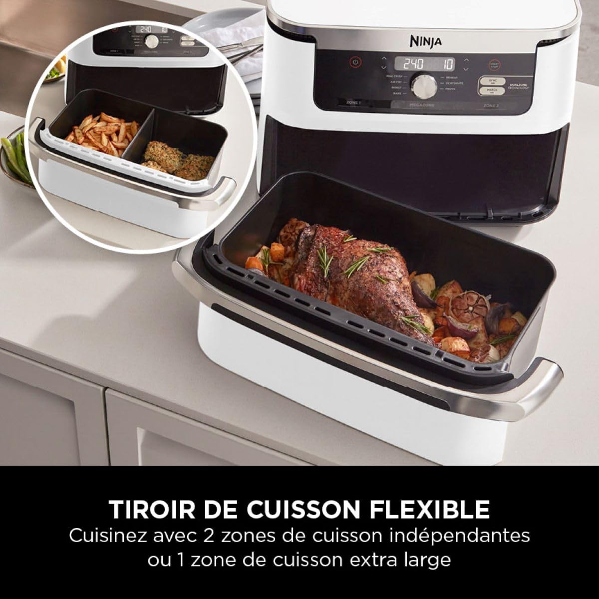ninja-foodi-flexdrawer-af500euwh-friteuse-sans-huile-10-4-l-blanc image 2