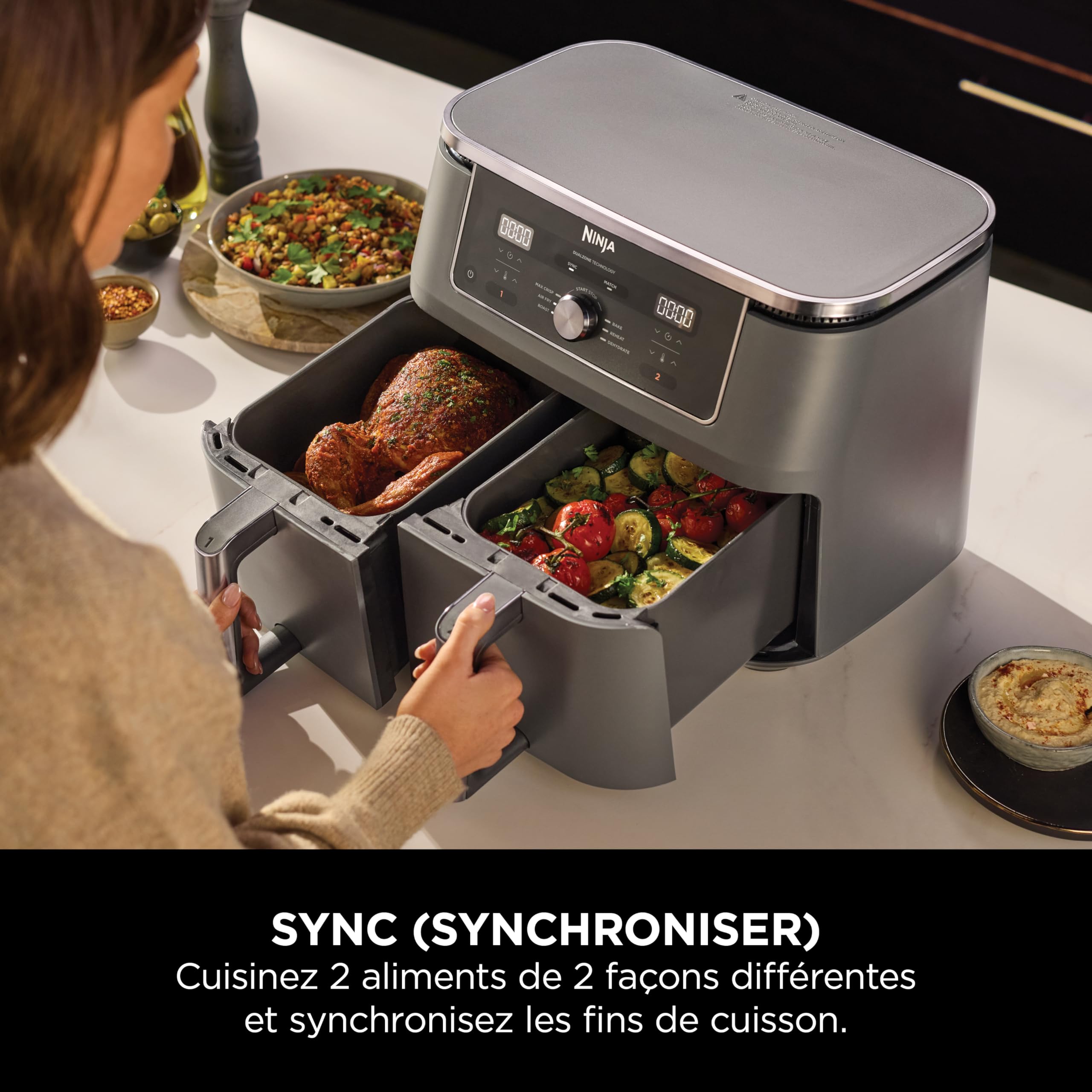 ninja-dual-zone-max-friteuse-sans-huile-gris-m-tal-9-5l image 3